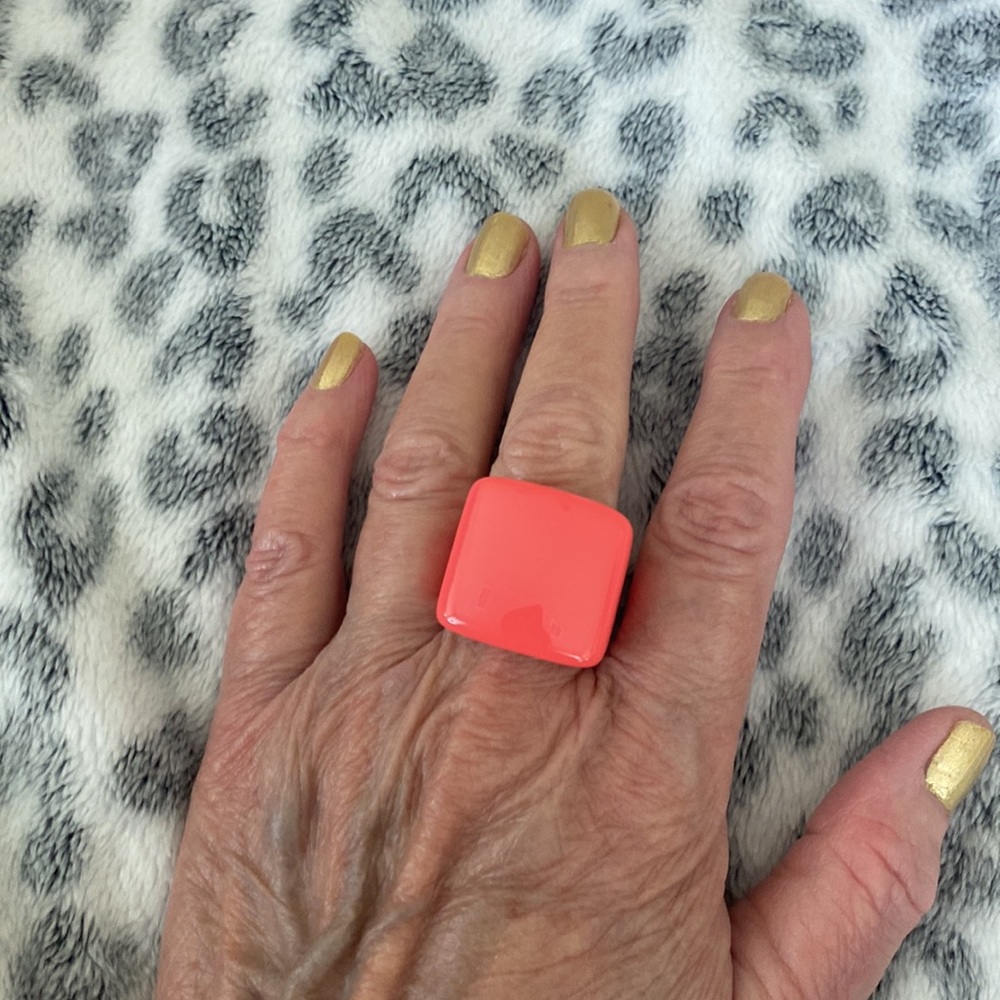 Peachy Orange Acrylic Large Statement Ring - image 4